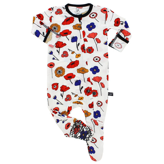 Mod Poppy Bamboo Footed Sleeper - Peregrine Kidswear - Footed Sleepers - 0-3M