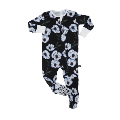 Violet Magnolia Bamboo Footed Sleeper - Peregrine Kidswear - Footed Sleepers - 0-3m flat image