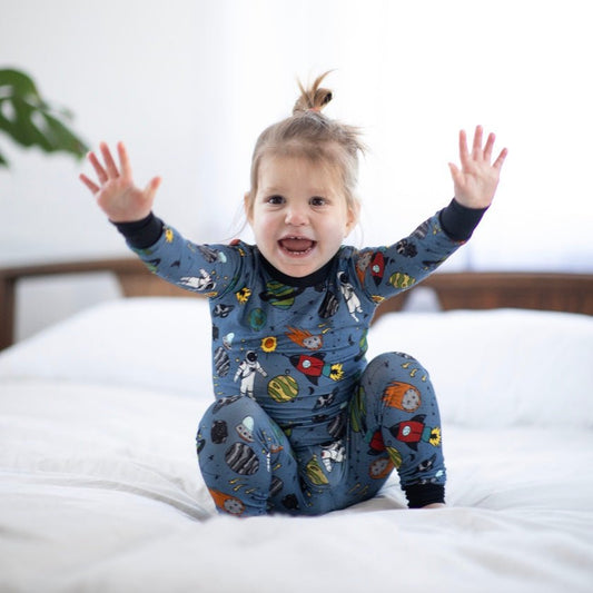 Stormy Space Doodle Two-Piece Bamboo Pajamas - Peregrine Kidswear - 2 Piece Pajamas - 12-18M