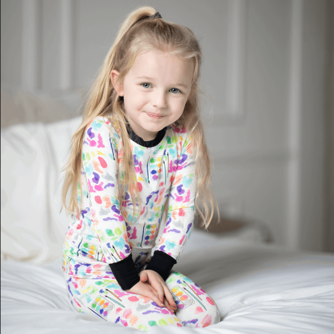 Watercolors Two-Piece Bamboo Pajamas - Peregrine Kidswear - 2 Piece Pajamas - 12-18M